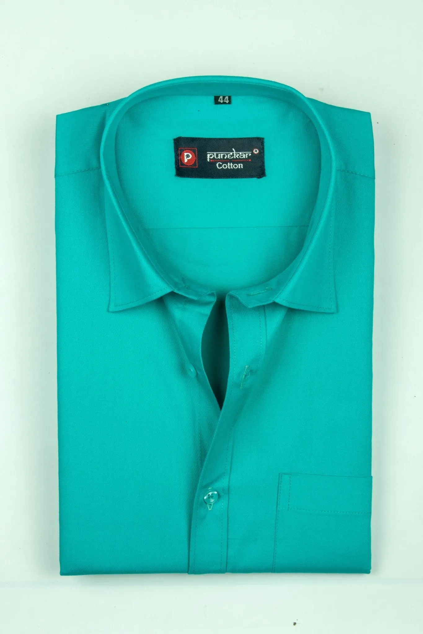 Rama Green Color Satin Mecerised Cotton Shirt For Men