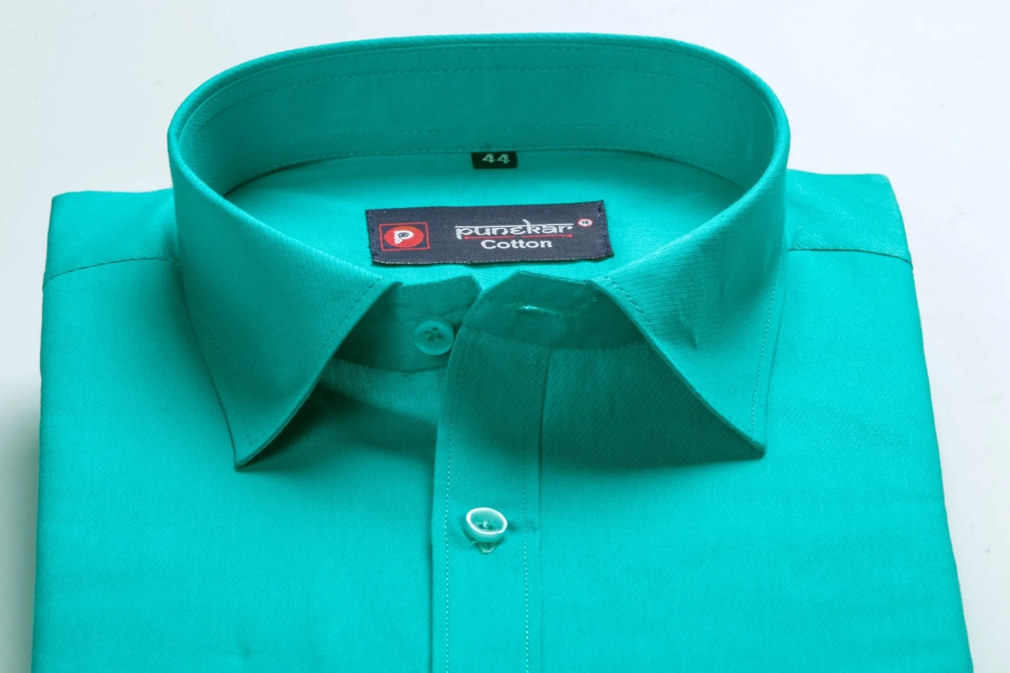 Rama Green Color Satin Mecerised Cotton Shirt For Men
