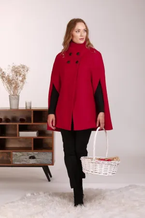 Raspberry Elegant Cape Coat