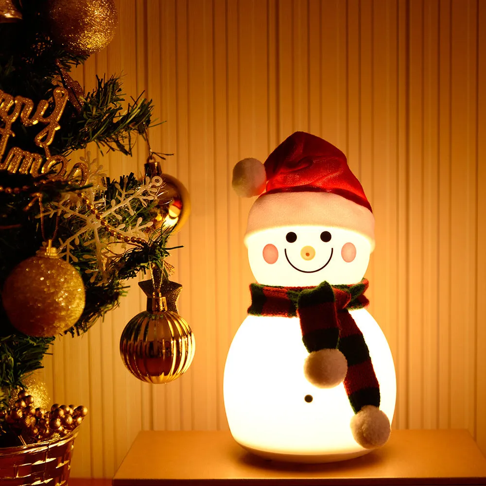 Rechargeable Portable Christmas Snowman Music Night Light