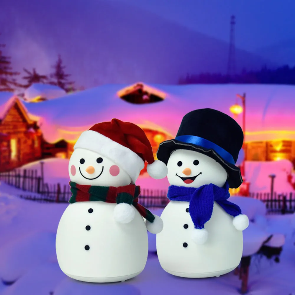 Rechargeable Portable Christmas Snowman Music Night Light
