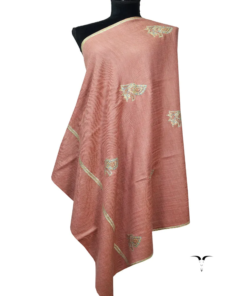 Red and Brown Embroidery Pashmina Shawl 7134