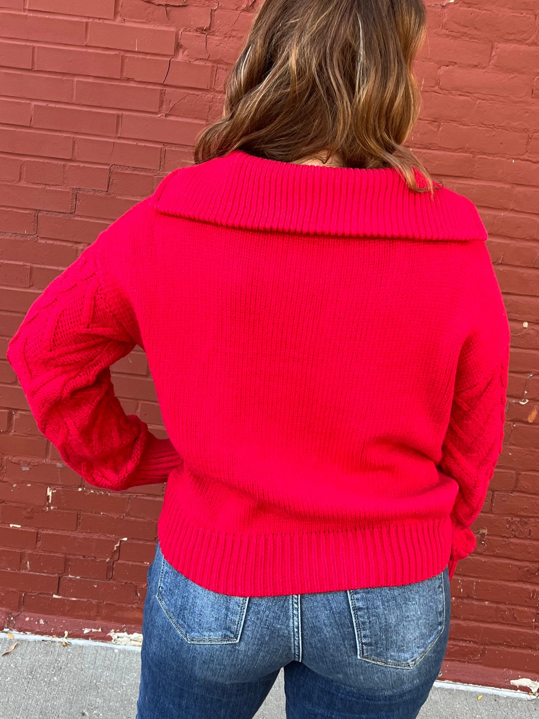 Red Cable Knit Sweater
