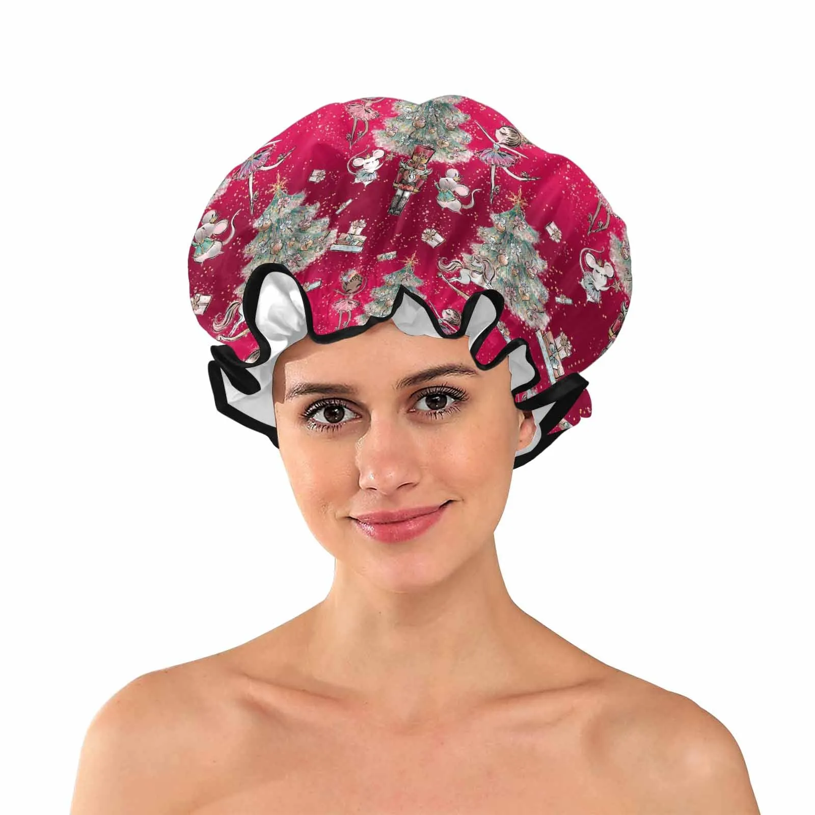 Red Christmas  Shower Cap