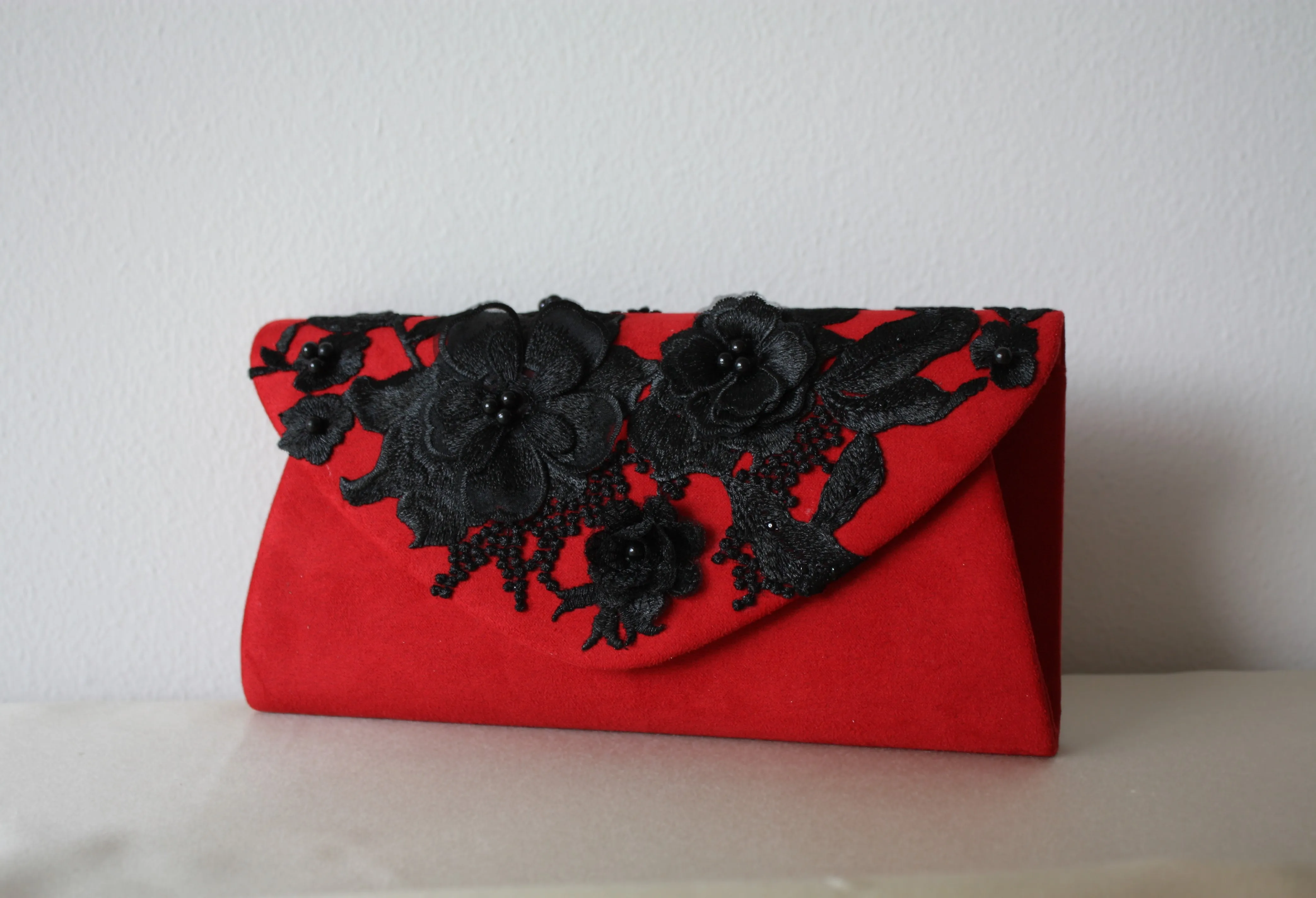 Red Clutch with Flowers