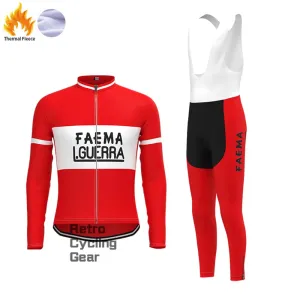 Red FAEMA Fleece Retro Long Cycling Kits