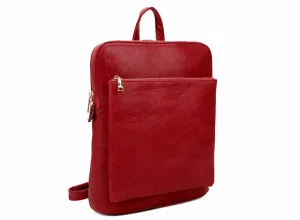 RED MULTI COMPARTMENT CROSS BODY BACKPACK