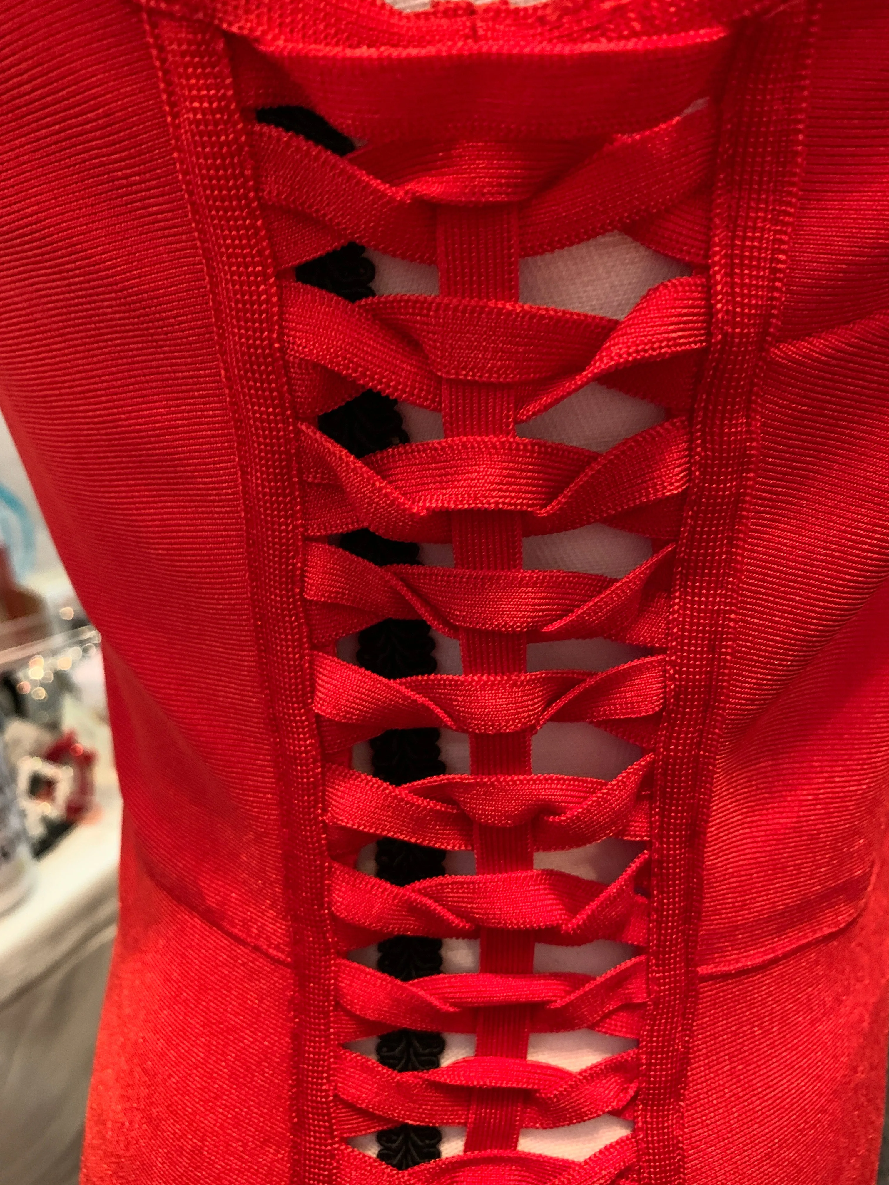 Red Side Lace Bandage Dress