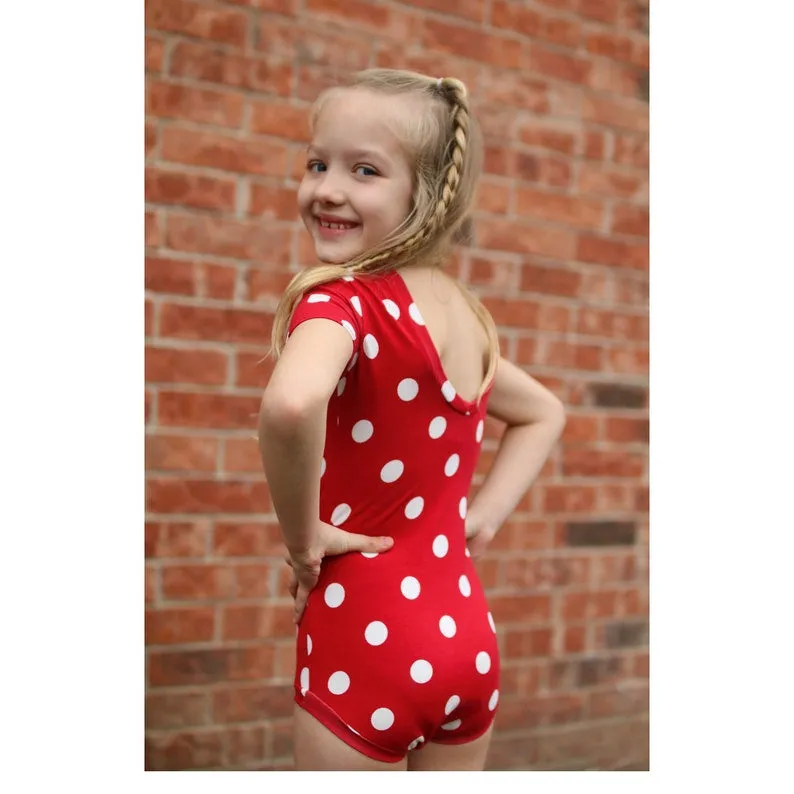 Red with White Polka Dots Leotard