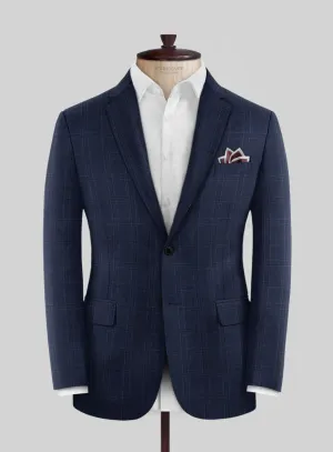 Reda Dark Navy Checks Wool Jacket