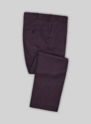 Reda Dark Wine Checks Wool Pants