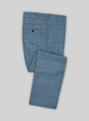 Reda Pacific Blue Checks Wool Pants