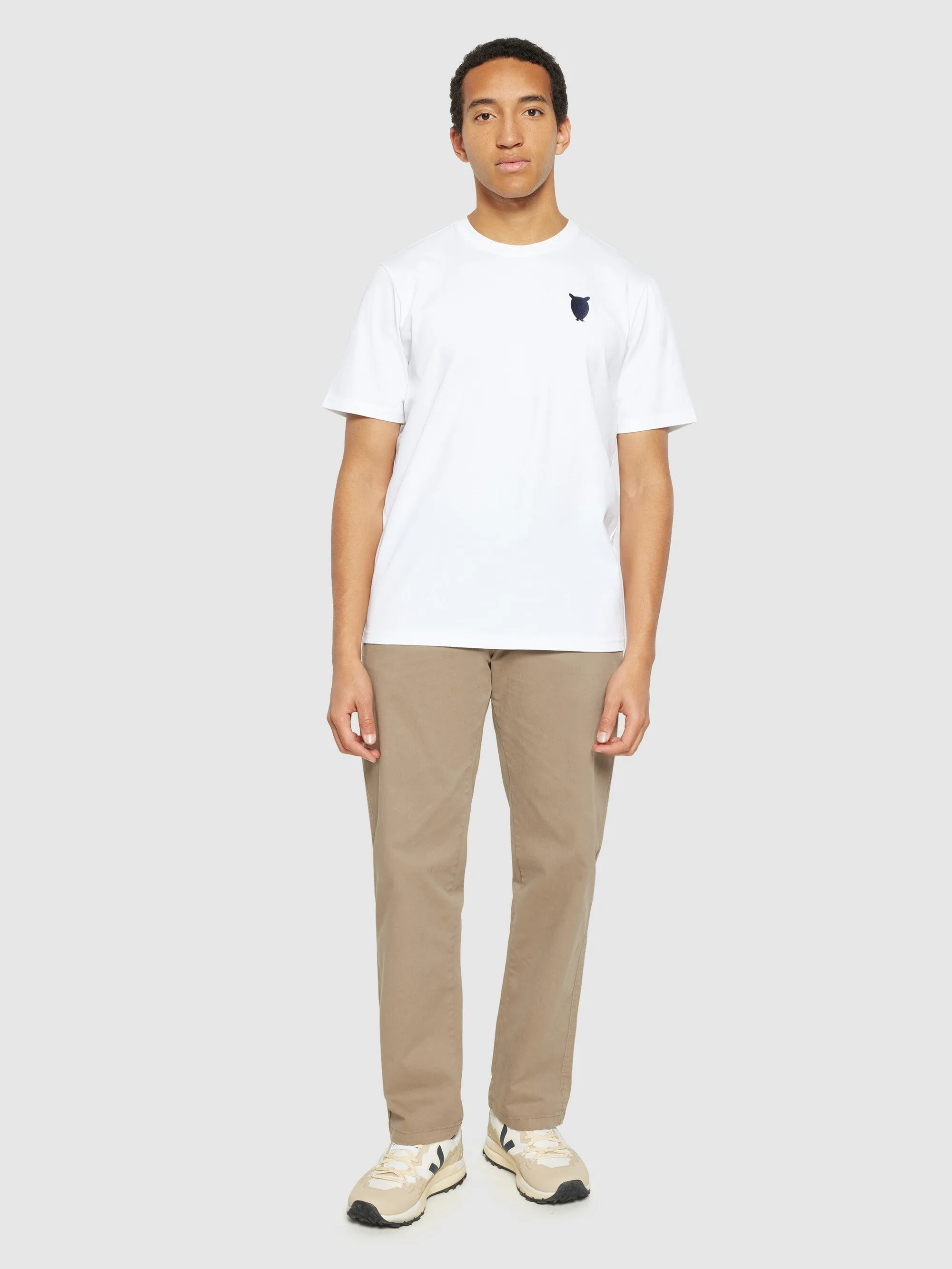 Regular fit owl chest embroidery t-shirt - Bright White