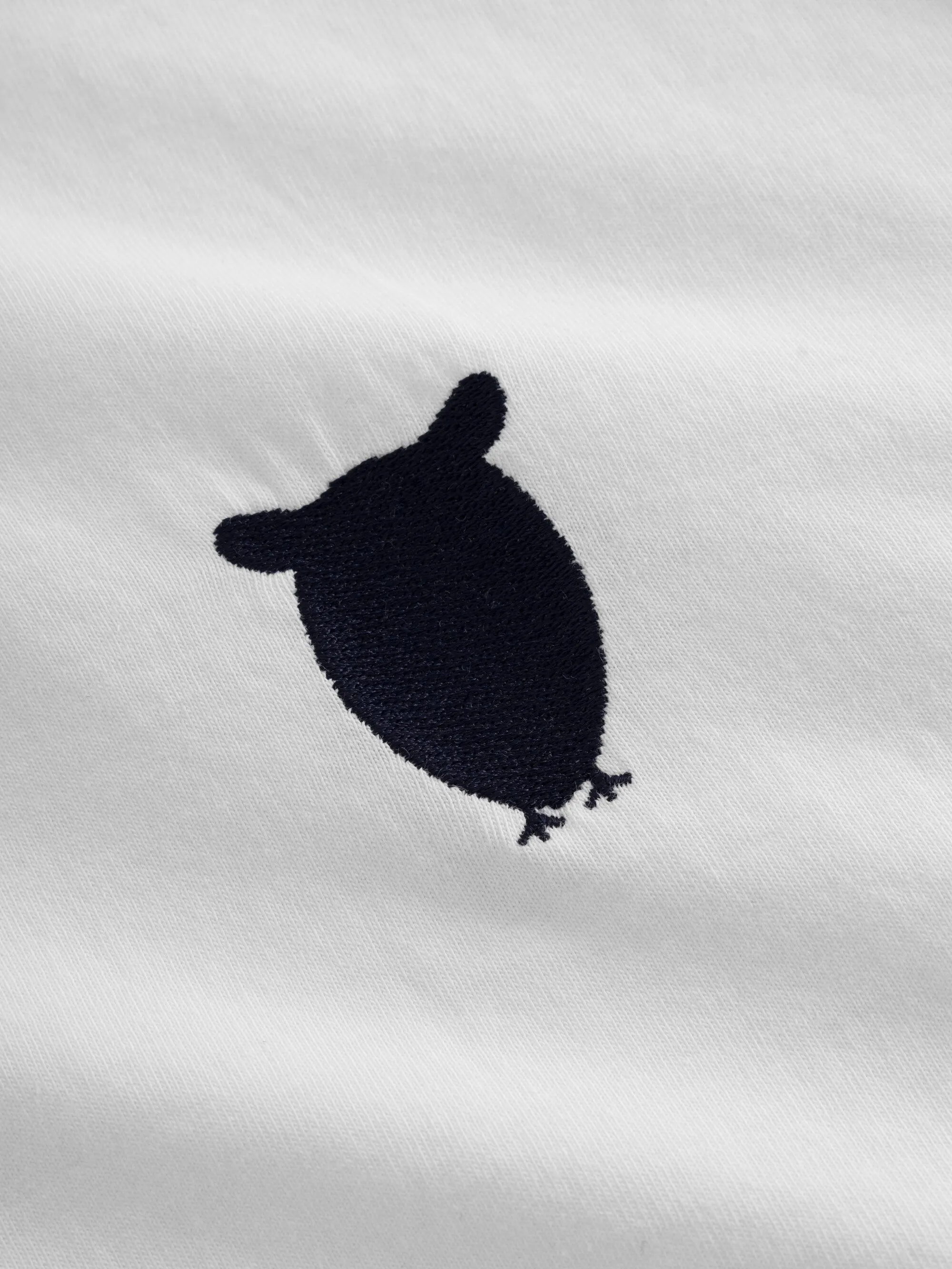 Regular fit owl chest embroidery t-shirt - Bright White