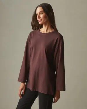 Relaxed Cotton Long Sleeve Tee - Puce