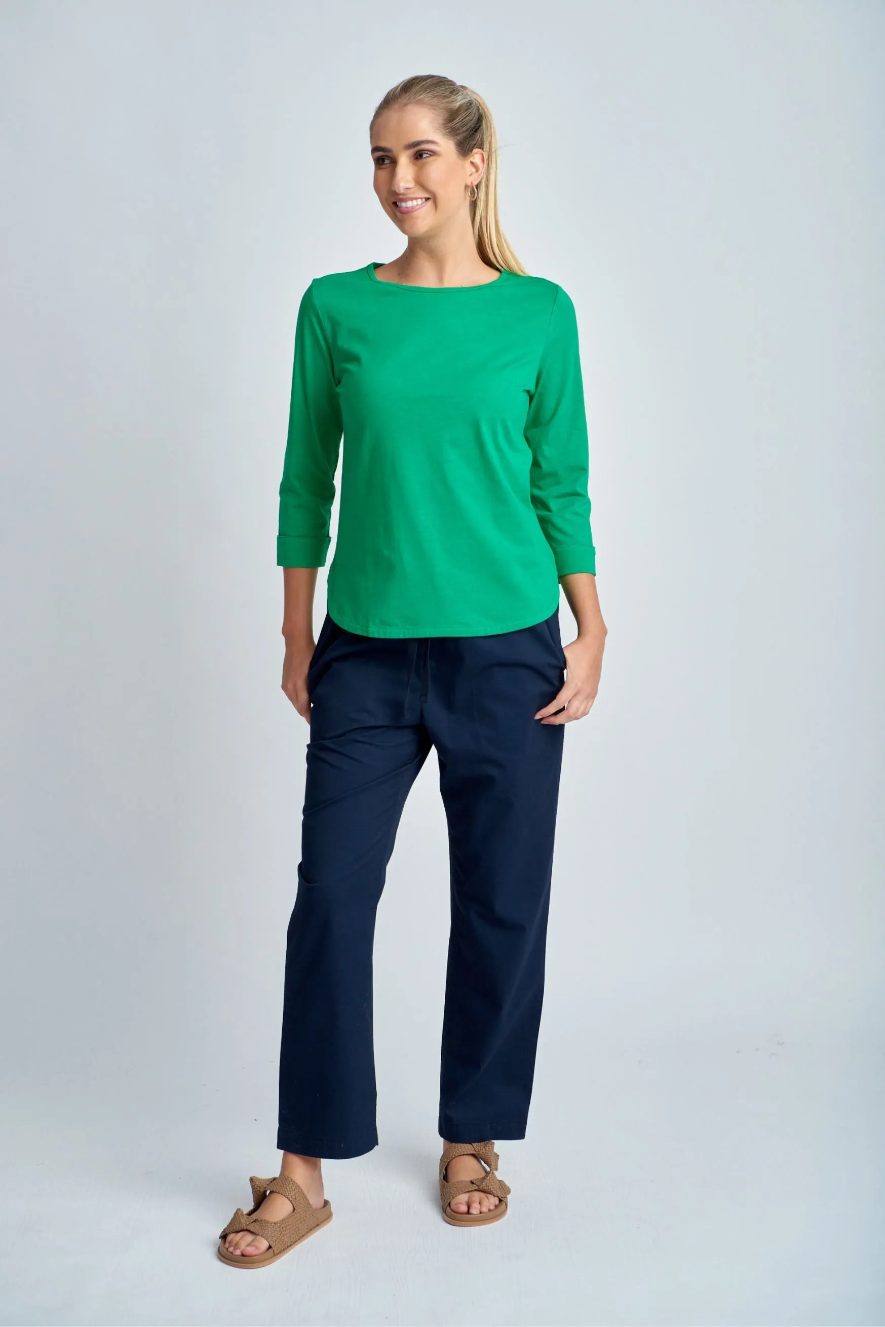 Relaxed Cropped Cotton Pant Navy