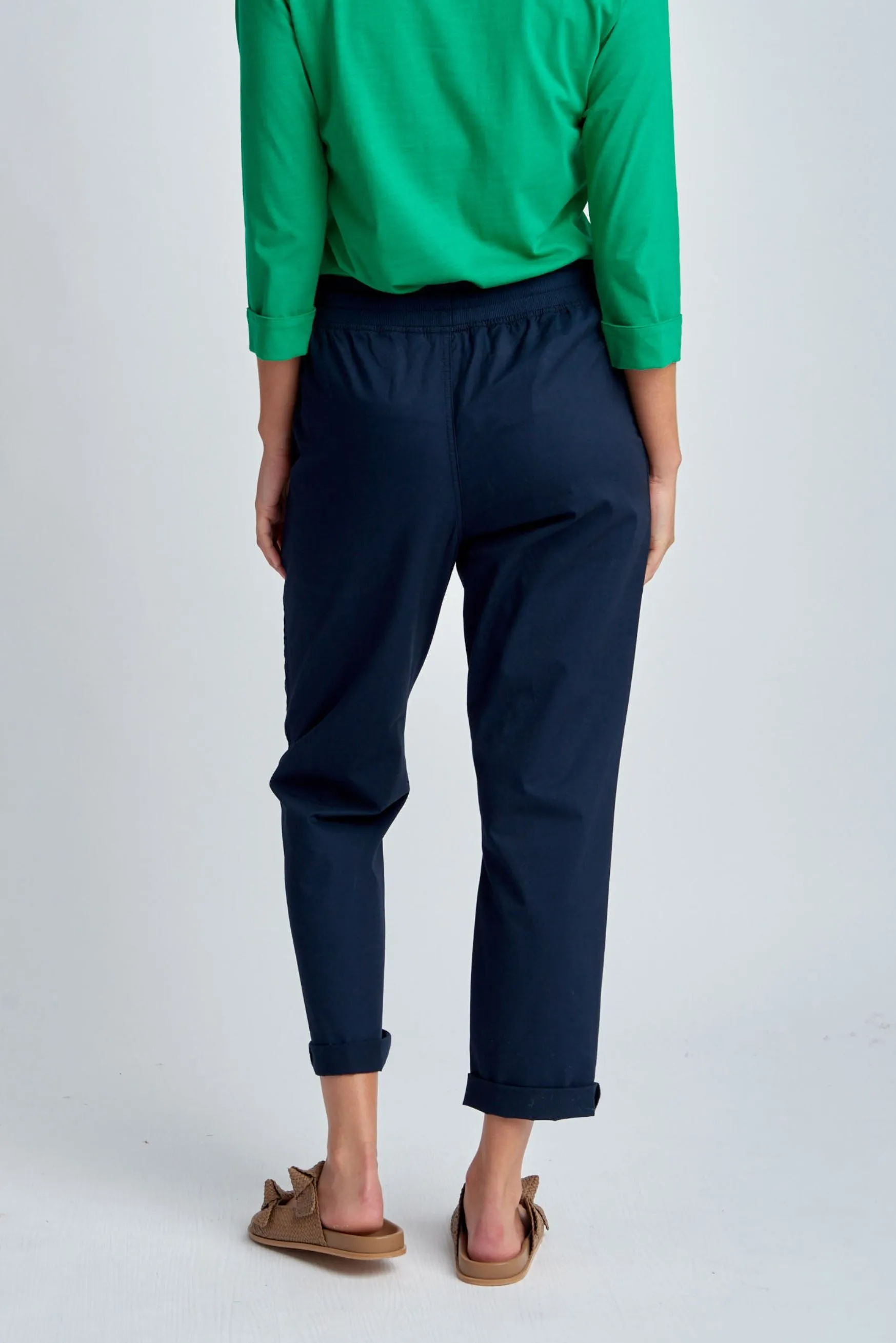 Relaxed Cropped Cotton Pant Navy