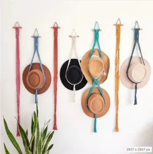 relaxed Macrame Hat Holder, Wall Mounted Hat Display Rack