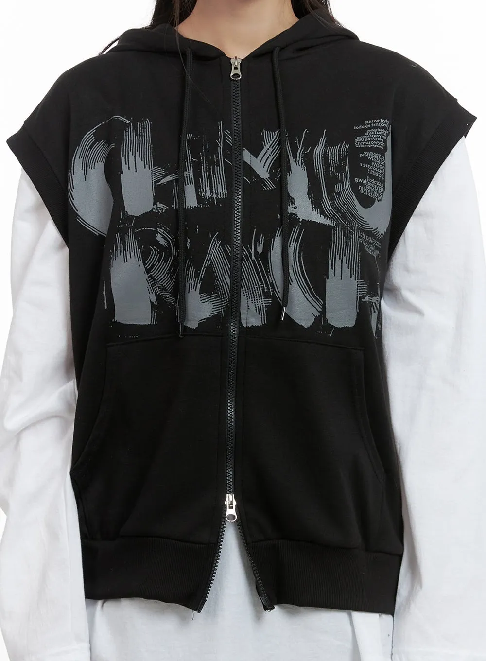 Relaxed Sleeveless Cotton Hoodie CS412