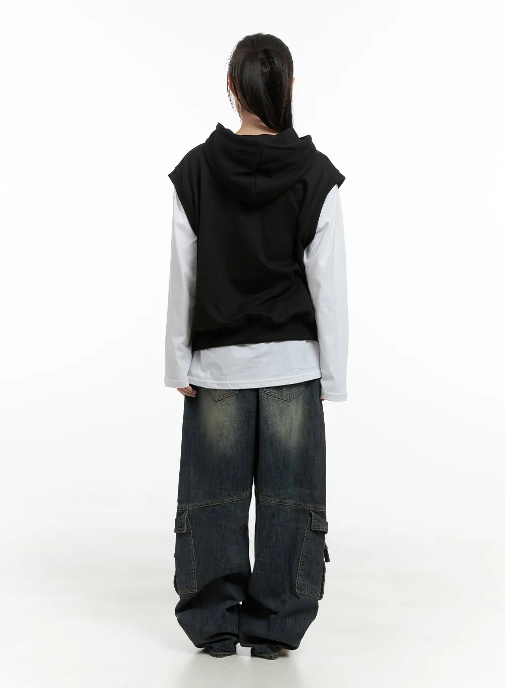 Relaxed Sleeveless Cotton Hoodie CS412