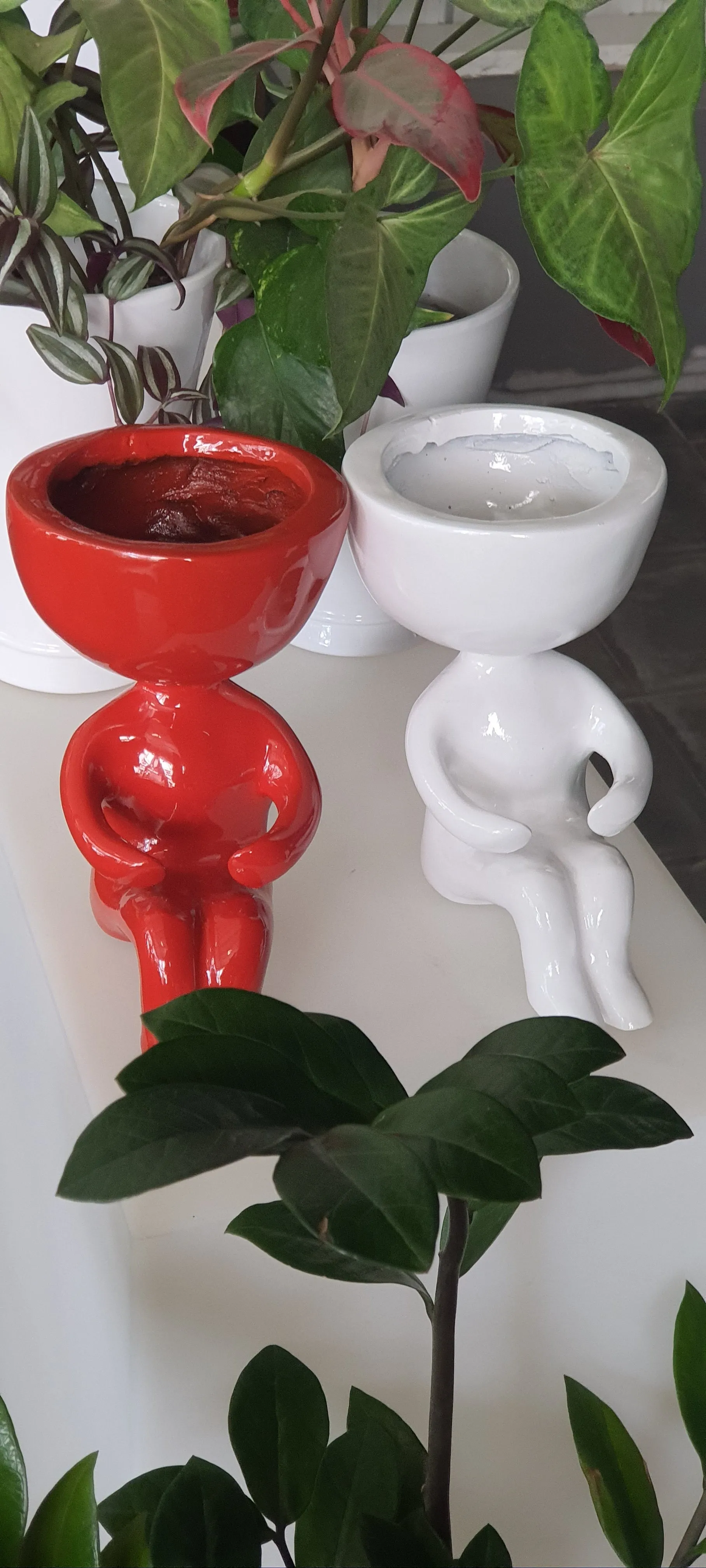 Resin White Yoga Planter 102
