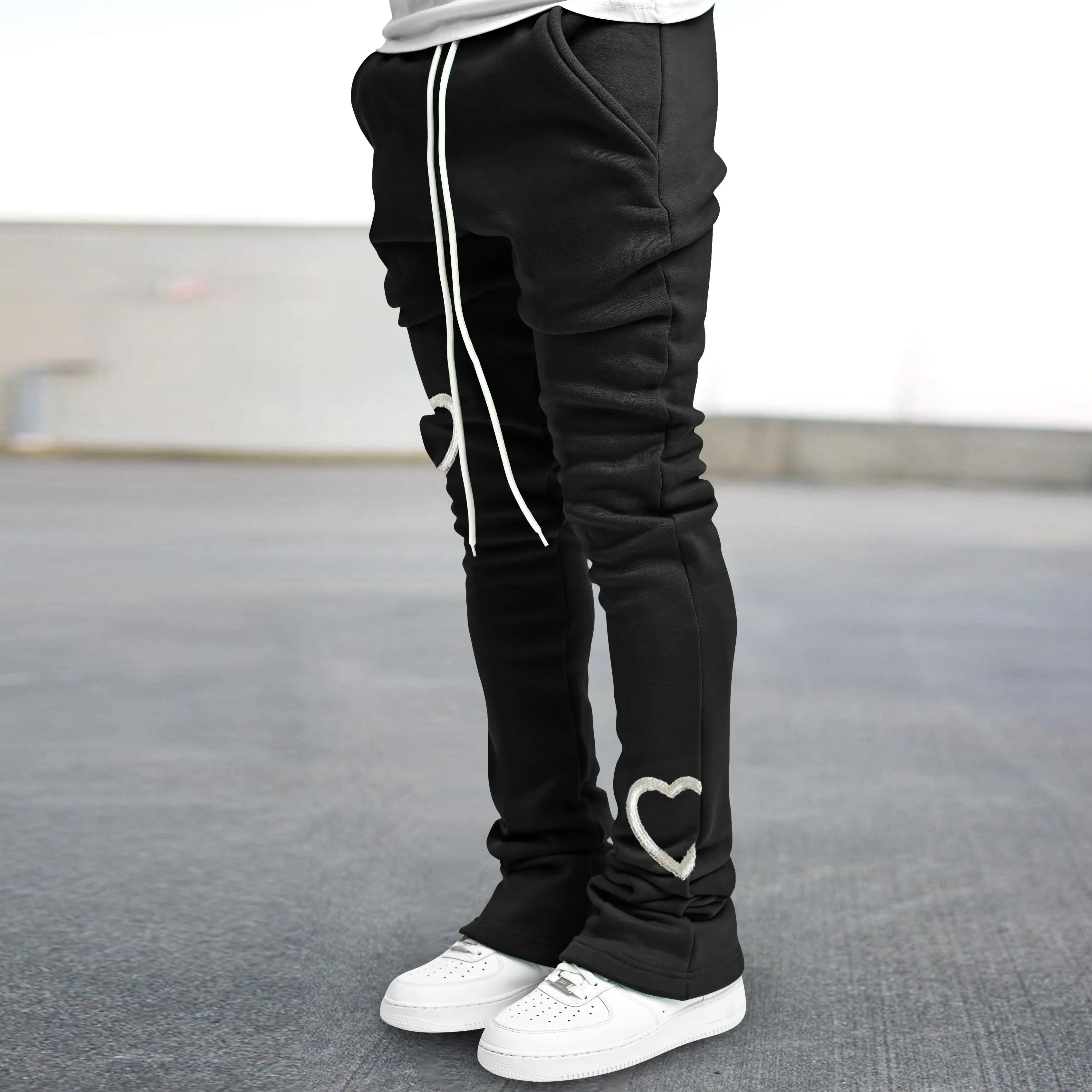 Retro casual printed street straight trousers