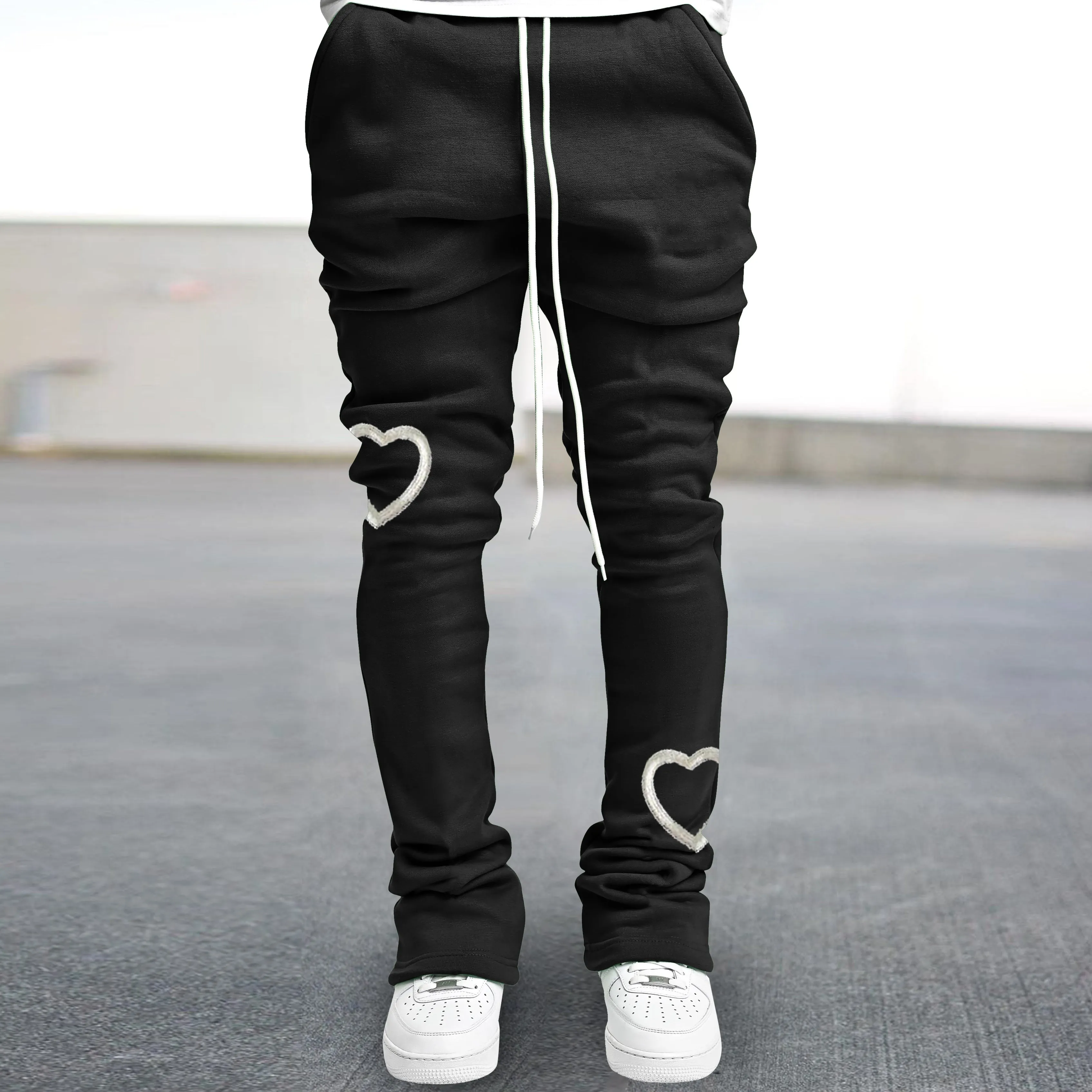 Retro casual printed street straight trousers