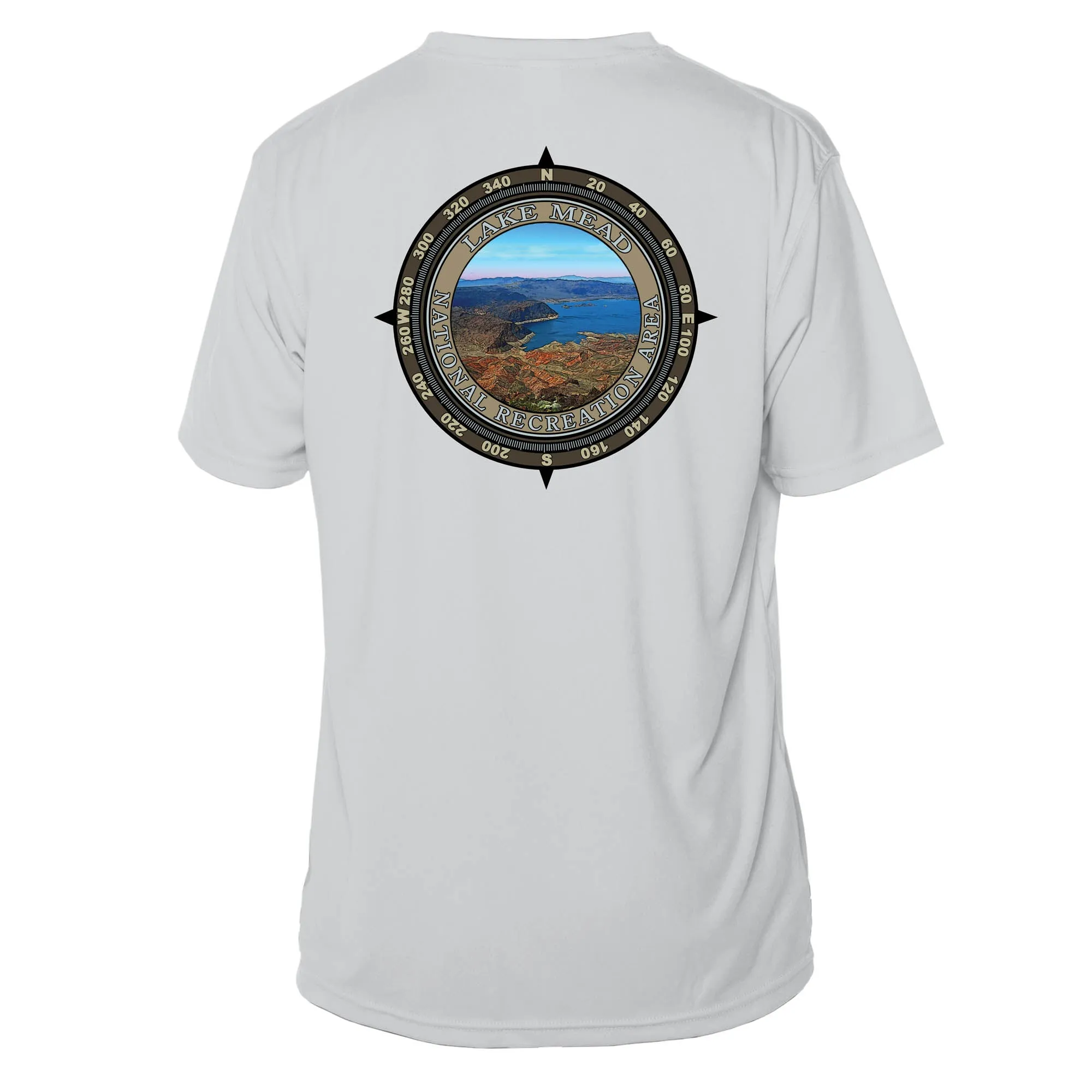 Retro Compass Lake Mead National Recreation Area Microfiber Short Sleeve T-Shirt