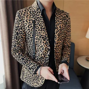 Retro Leopard Pattern Men Blazer