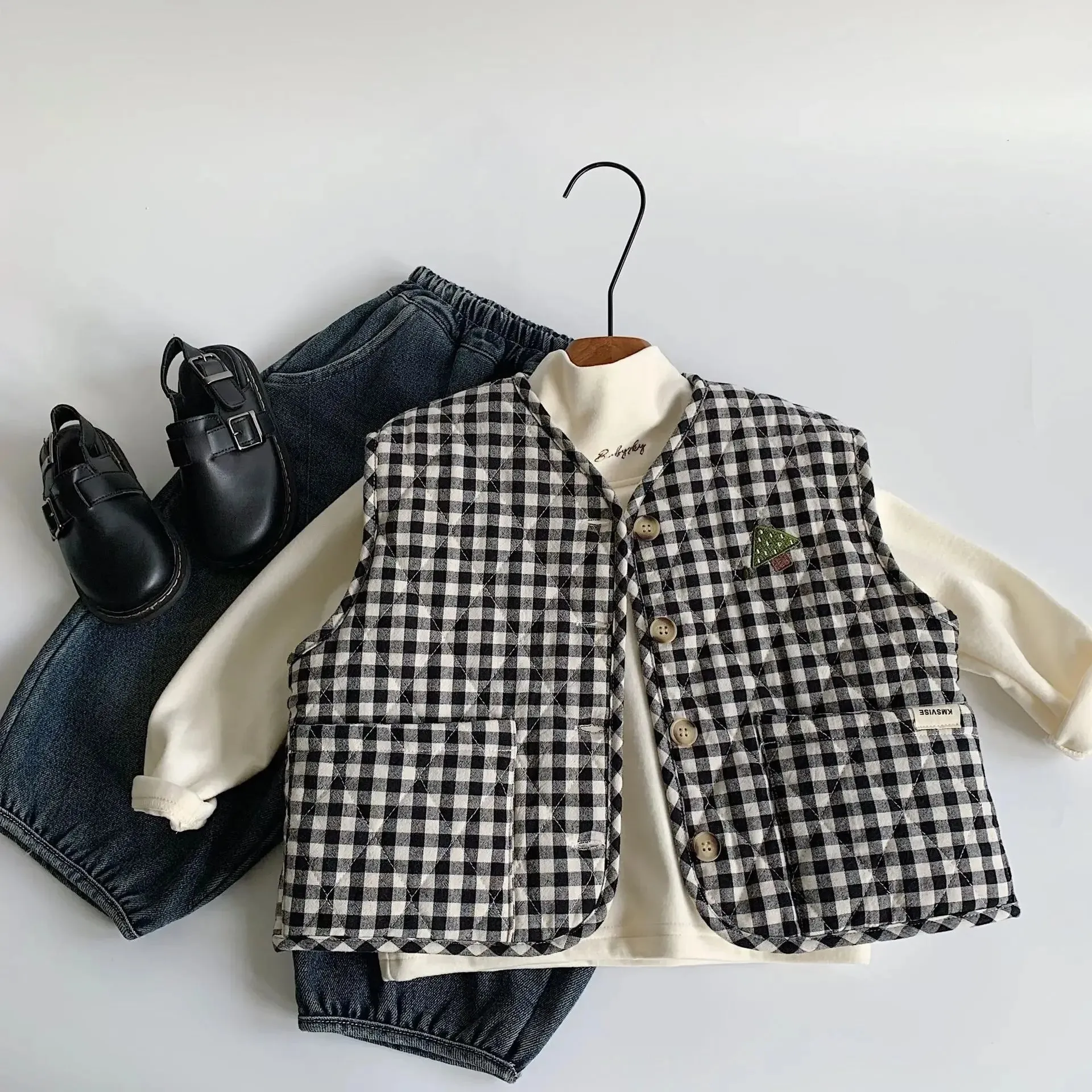 Retro Plaid Cotton Padded Vest