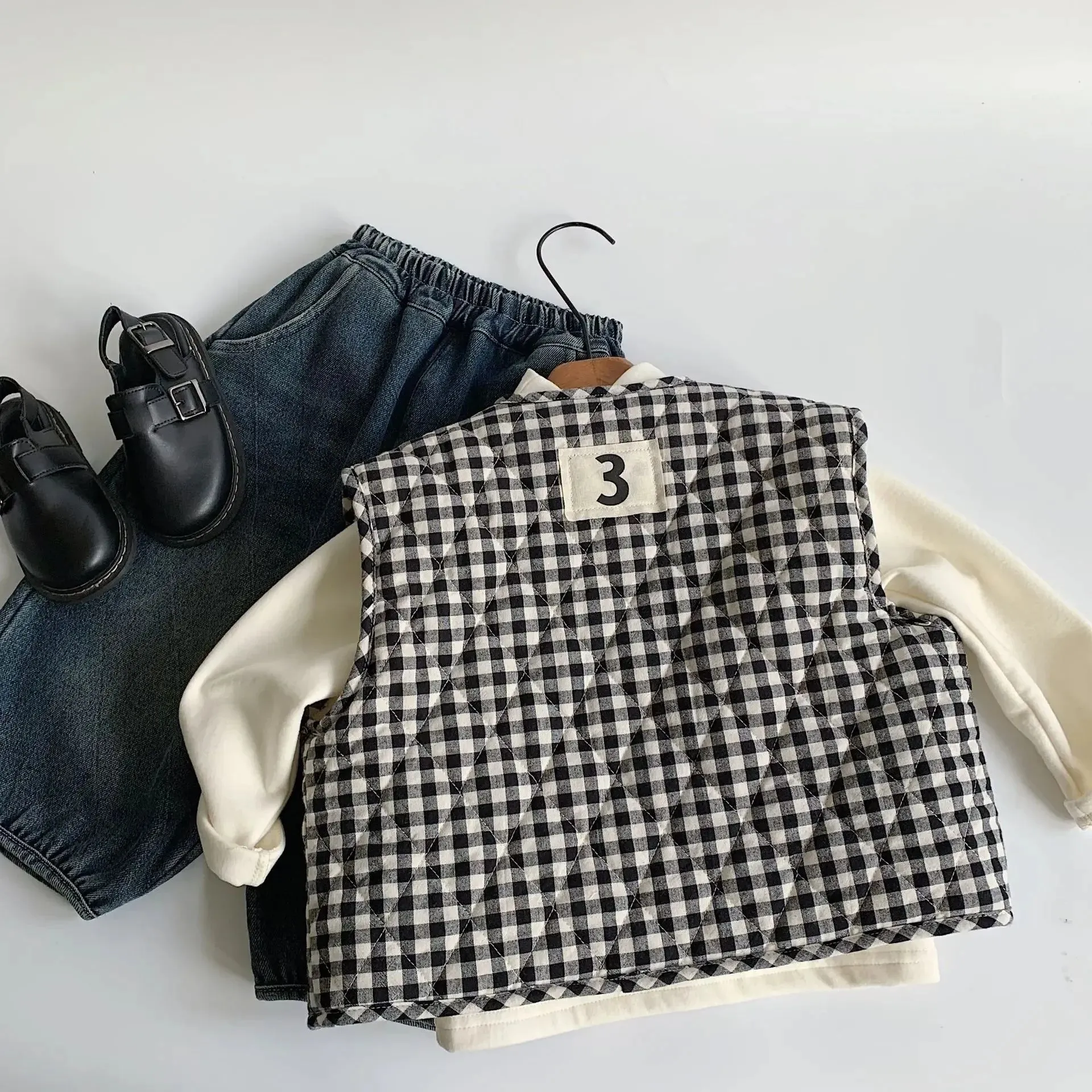 Retro Plaid Cotton Padded Vest