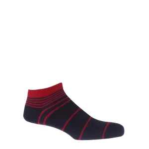 Retro Stripe Men's Trainer Socks - Black