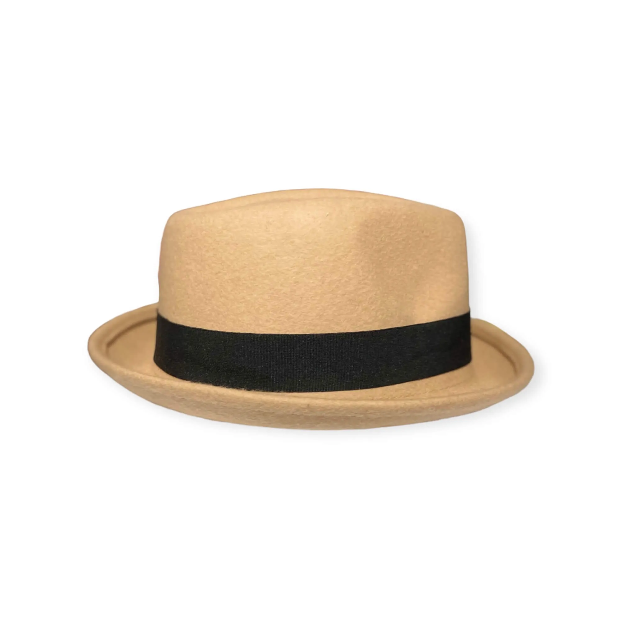 Retro Tan Wool Trilby Fedora Hat