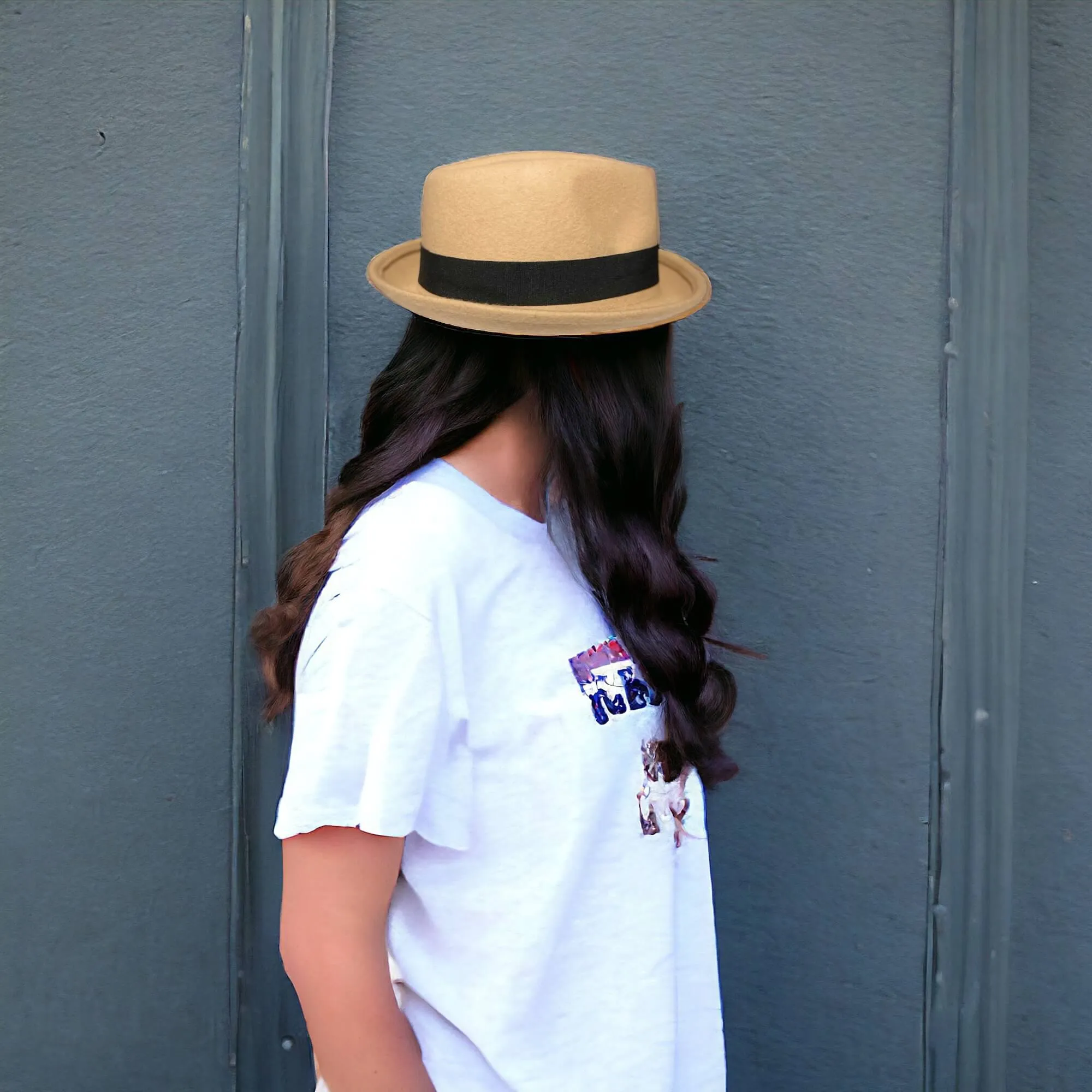 Retro Tan Wool Trilby Fedora Hat