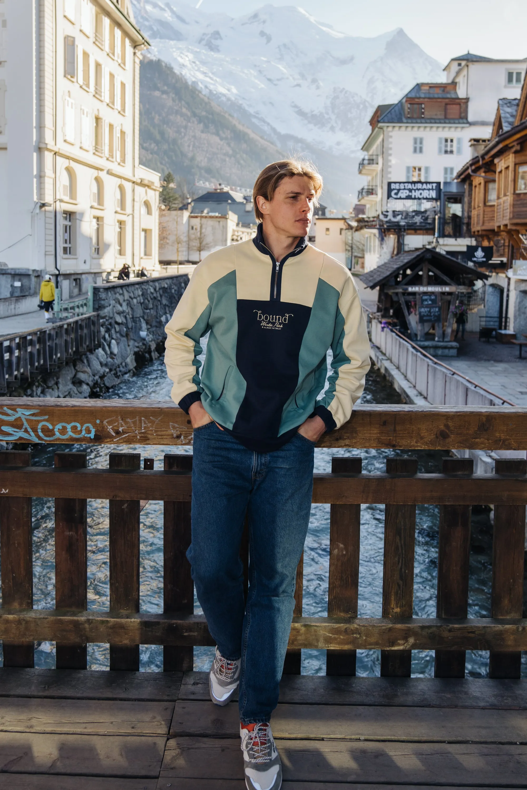 RETRO WINTER RESORT 1/4 ZIP SWEATER