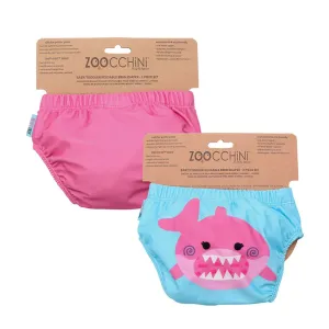 Reusable Baby Swim Diaper & Sun Hat Set - Pink Shark