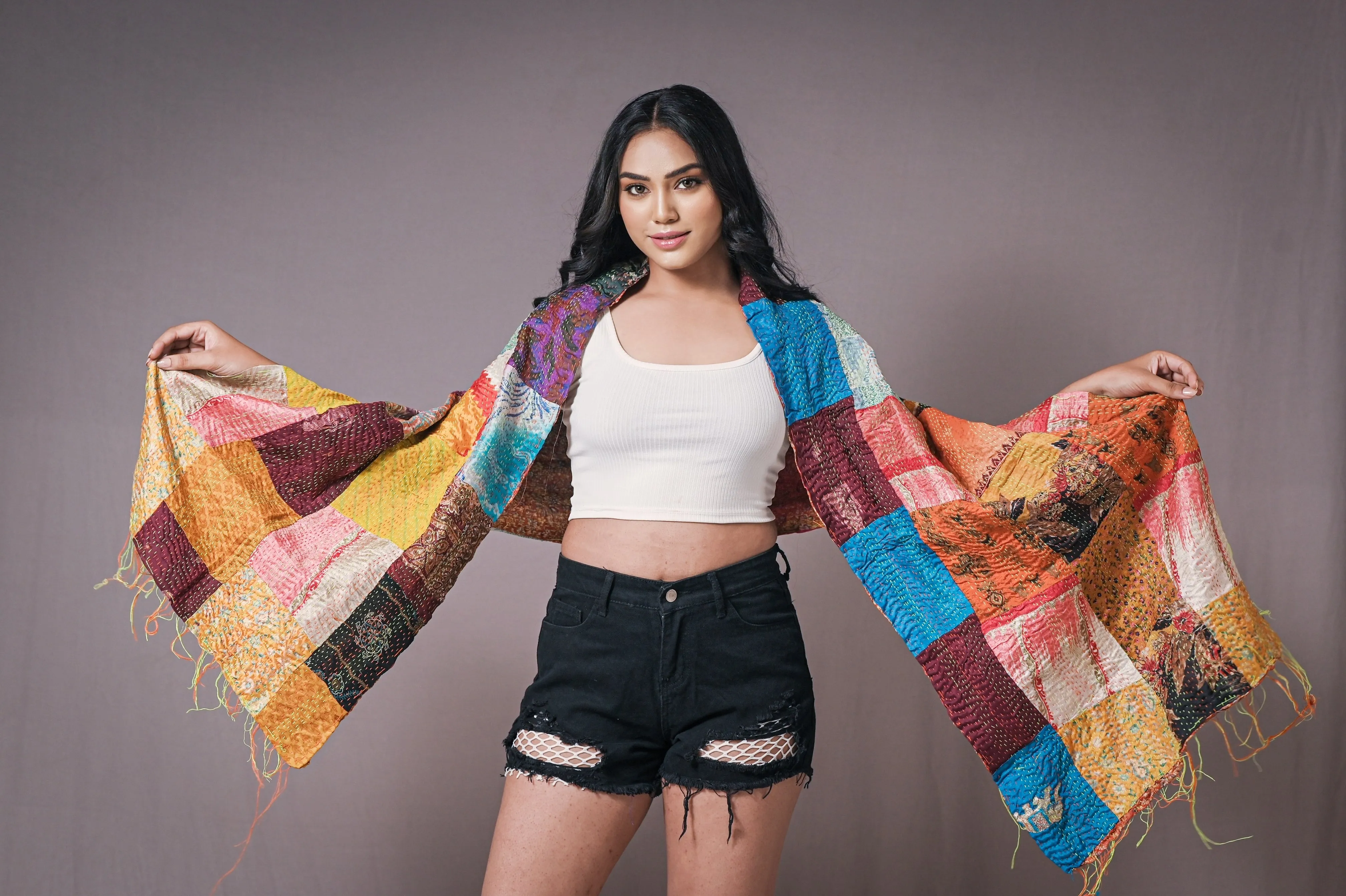 Reversible Upcycled Silk Scarf [D6]