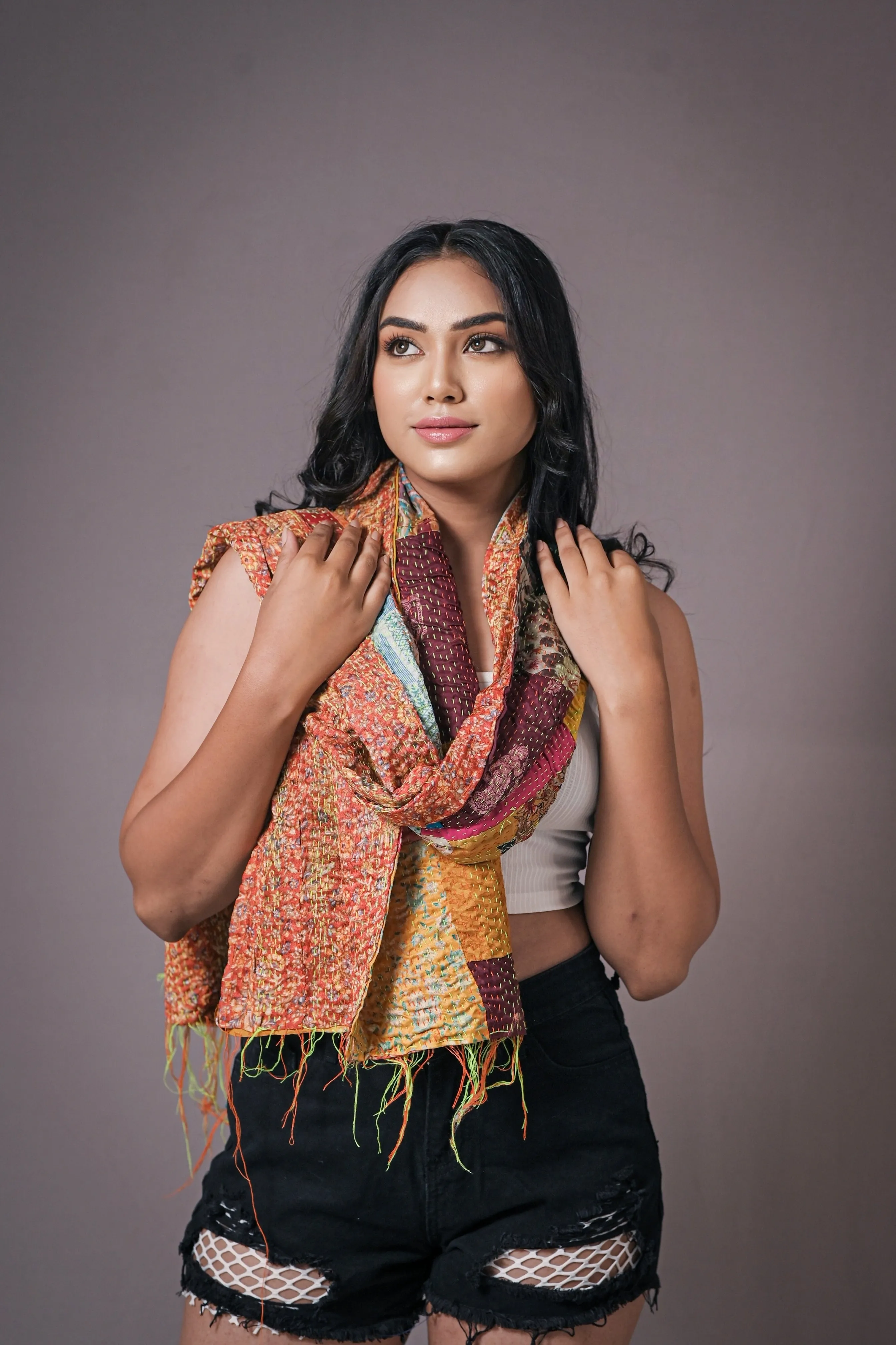 Reversible Upcycled Silk Scarf [D6]