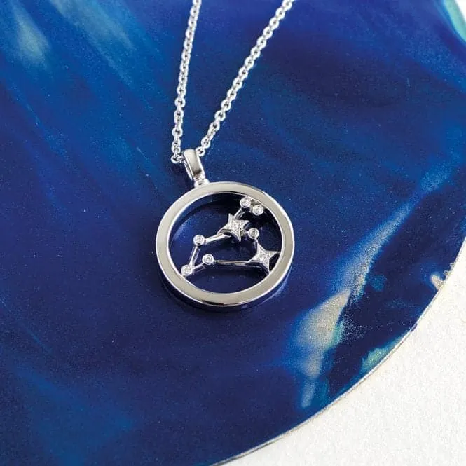 Revival Céleste Constellation Zirconia Rhodium Plated Leo 18" Necklace 90471LEO