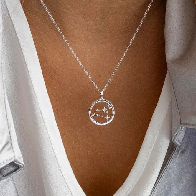 Revival Céleste Constellation Zirconia Rhodium Plated Leo 18" Necklace 90471LEO
