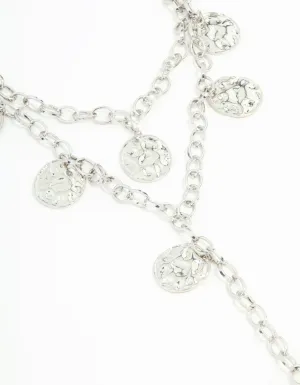 Rhodium Crushed Coin Layered Necklace