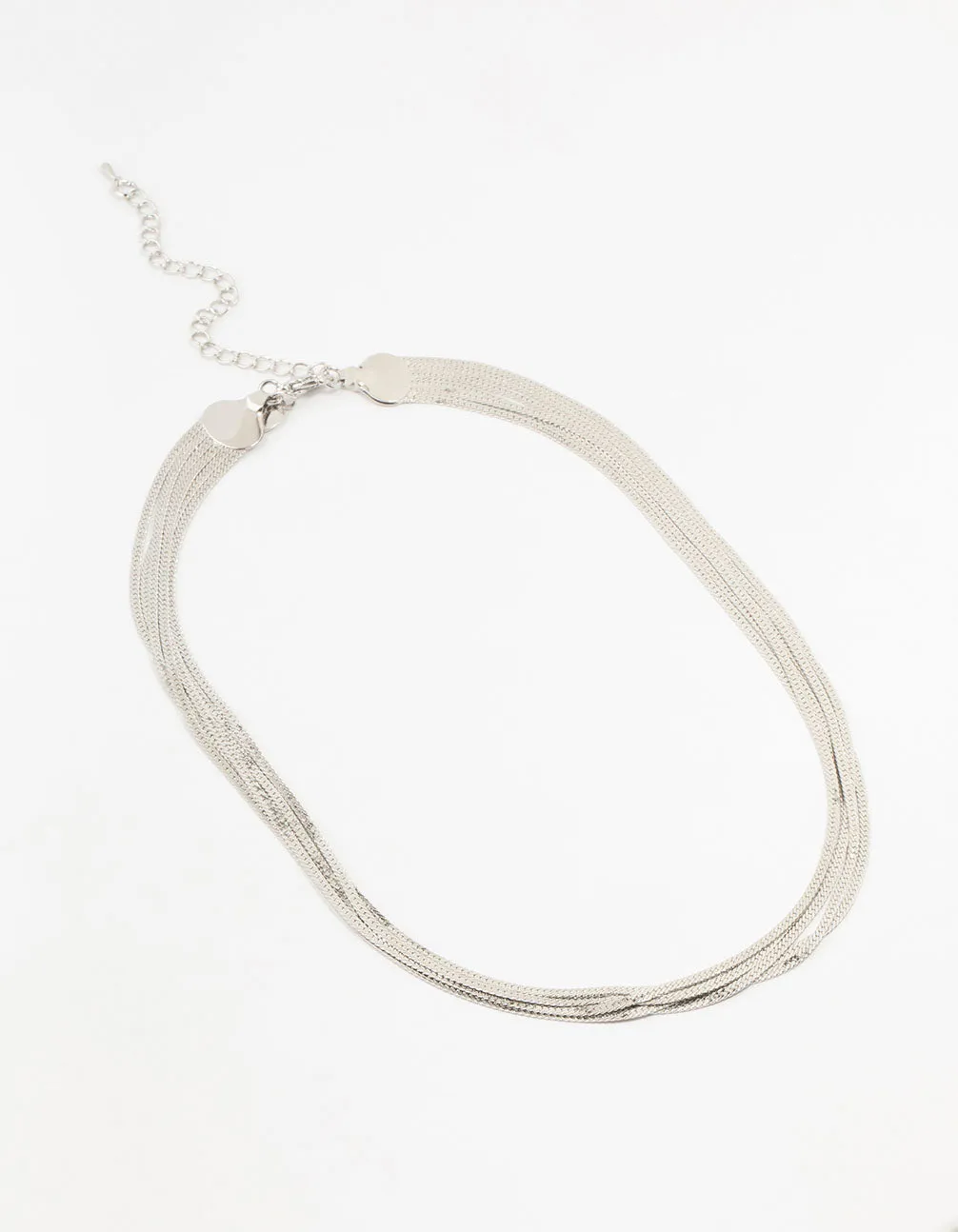 Rhodium Layered Snake Chain Necklace