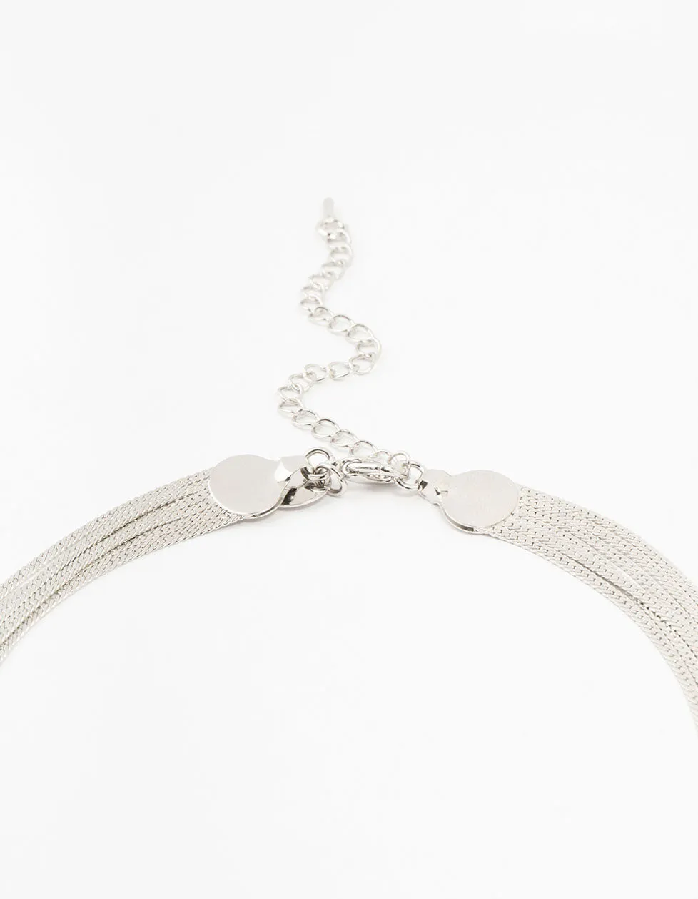 Rhodium Layered Snake Chain Necklace