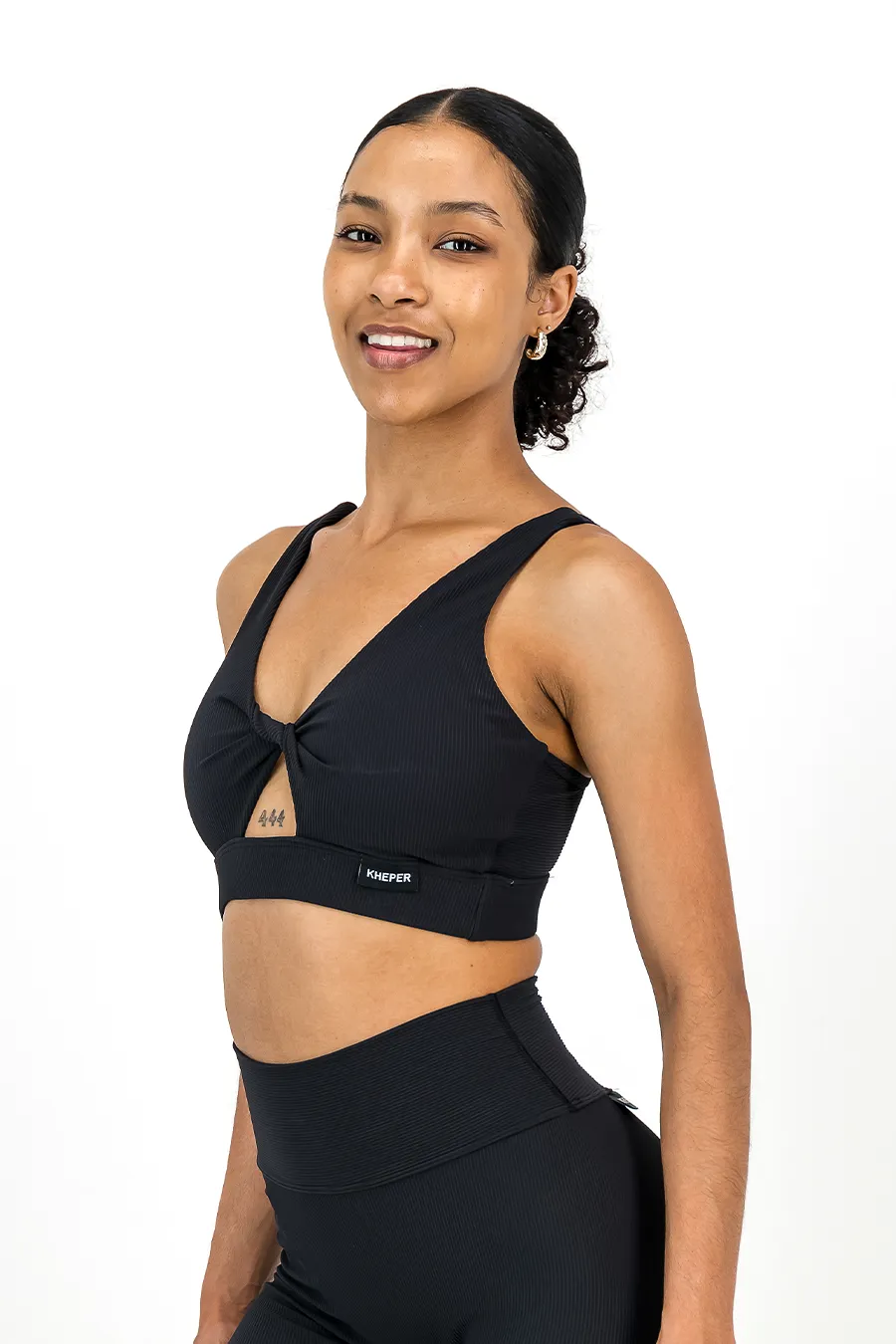 Rib Aspire Twist Bra | Onyx