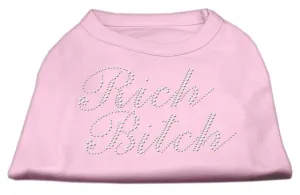 Rich Bitch Rhinestone Shirts Light Pink XXXL(20)