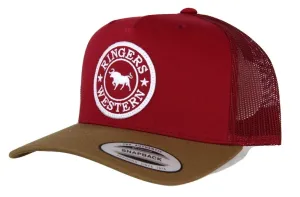 Ringers Western Signature Bull Trucker - Burgundy & Clay with White & Burgundy Patch