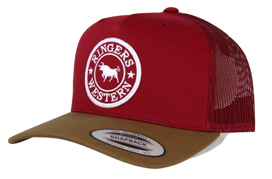 Ringers Western Signature Bull Trucker - Burgundy & Clay with White & Burgundy Patch