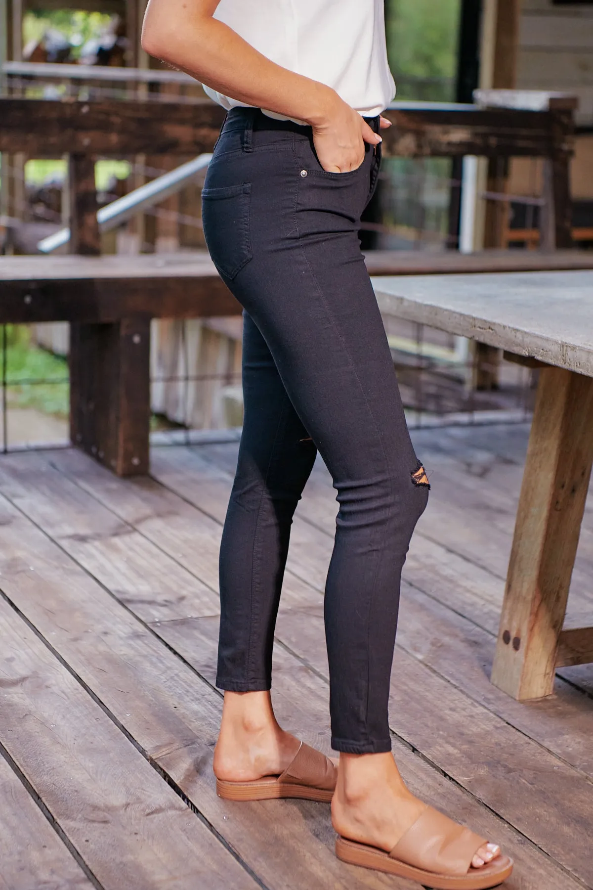 Rip Knee Black Denim Skinny Jean
