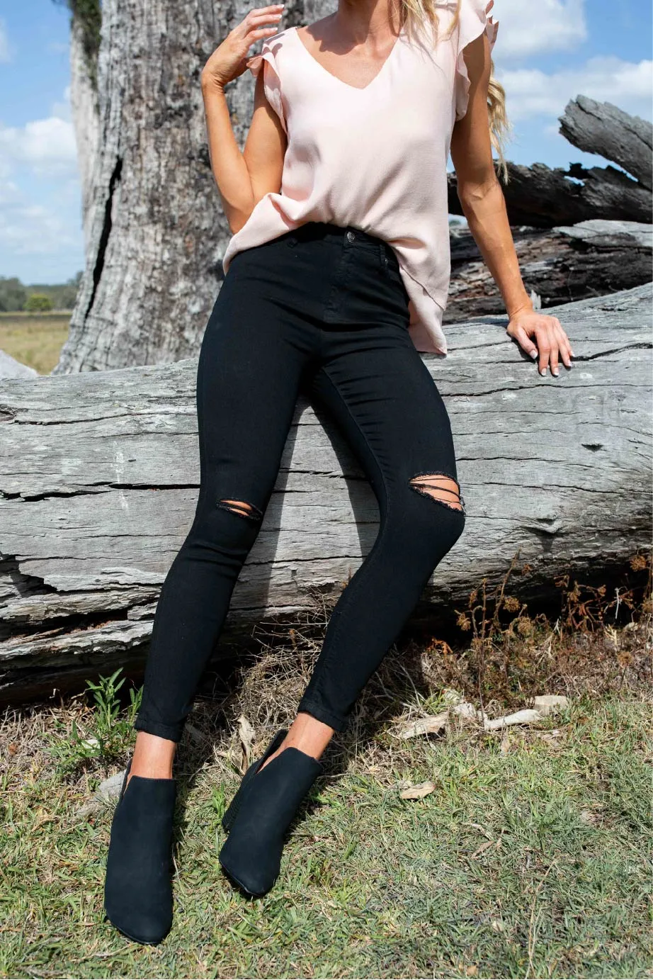 Rip Knee Black Denim Skinny Jean