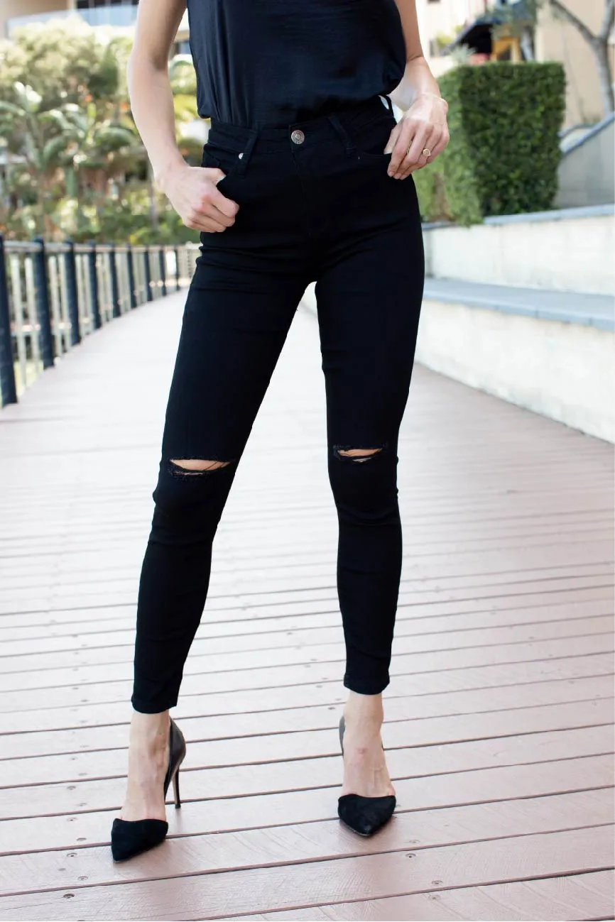 Rip Knee Black Denim Skinny Jean